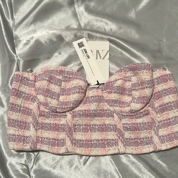ZARA tweed purple tube top - Picture 4 of 5